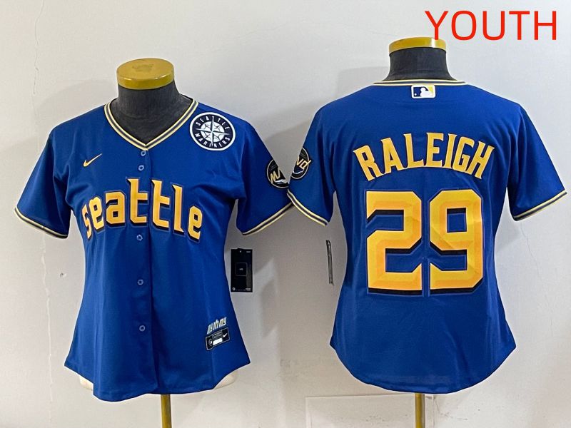 Youth 2025 Seattle Mariners #29 Raleigh Blue City Edition Nike MLB Jersey style 8